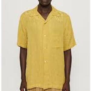 TOMMY BAHAMA Camp Shirt Silk Men L Floral Hibiscus Palm Leaves Short Sleeve